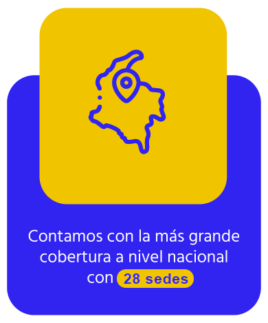 Banner que destaca la amplia cobertura nacional con 28 sedes, asegurando accesibilidad y conveniencia en todo el país.